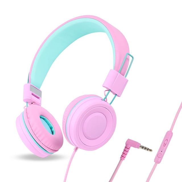 Auriculares con cable de 3,5 mm con micrófono incorporado Ordenador portátil Teléfono móvil Niños Orejeras suaves Protección auditiva Control de línea Auriculares Rosa Eigraketly EL005087-04B