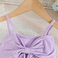 thumbnail image 5 of LIIPEE Girls Outfits Summer Fashion Cute Solid Color Sleeveless Strappy Bowknot Vest Cartoon Butterfly Printed Skirt 2 Piece Set Kids Breathable Vacations Party Outfit,Purple,12-18 Months, 5 of 8