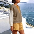 thumbnail image 4 of LckLvx Women's Sweatshirt Ruffle Long Sleeve Button Up Patchwork Tops Fall Travel Outfits, 4 of 6