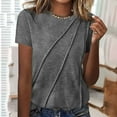 thumbnail image 2 of Fashion Olyvenn Women's Solid Color Pleated Tunic Tops, Summer Casual Lightweight Short Sleeve Tees Shirt Comfy Breathable Clothes Gray 12-14, 2 of 5