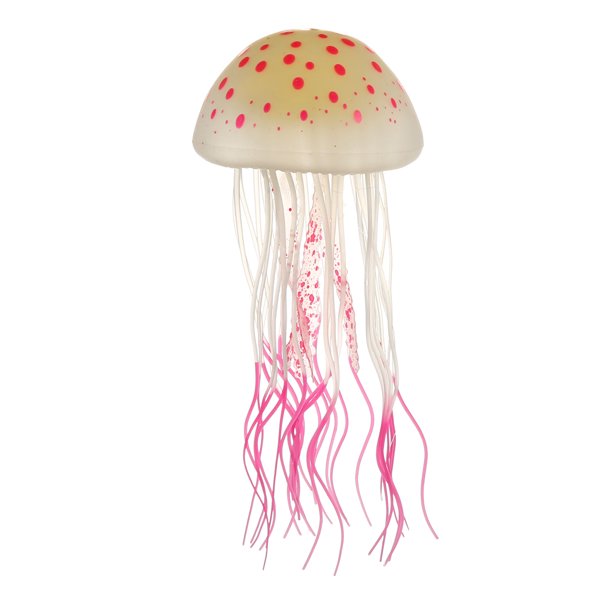 Decoración de medusas para pecera, adornos fluorescentes de silicona para medusas, decoración de acuario con ventosa, rosa, 2,8 "x 5,5"
