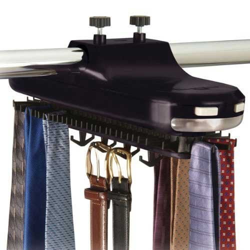 Motorized Lighted Tie & Belt Rack Hooks Organizerholds 64 Ties