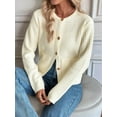 thumbnail image 6 of Women Knit Cardigan Sweaters Fall Long Sleeve Open Front Button Down Trendy Casual Jacket Winter Clothes Cream White XS, 6 of 8