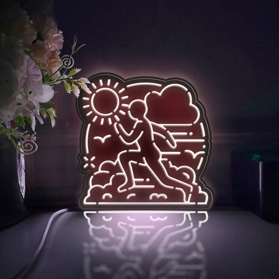 Running Led Light Box, Dimmable Neon-Like Light Signs USB Power for Wall Decor Bedroom Decoration, Static Light (WxH) 6"x6"