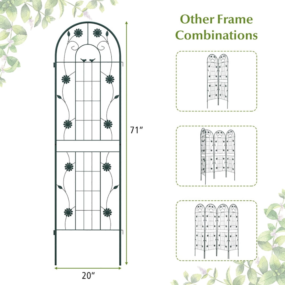 Spaco 2 Pack 71 x 20 Inch Metal Garden Trellis Rustproof Plant Support for Climbing Plants-Green, Garden Stakes Tomato Trellis for Pots