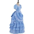 thumbnail image 2 of Victorian Bustle Striped Ball Gown Women's Vintage Civil War Southern Belle Walking Dress, 2 of 8