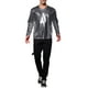 thumbnail image 2 of Camisetas de hombre Inspire Chic de cuello redondo, de manga larga, brillante, color gris, 2 of 7