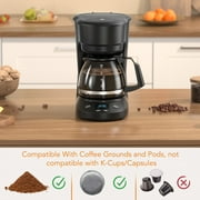 KNDKO 5-Cup Coffee Maker, 700W Quick-Heating Coffee Machine with 2-Hours Keep Warm & Timing Function, Glass Carafe(0.75L)