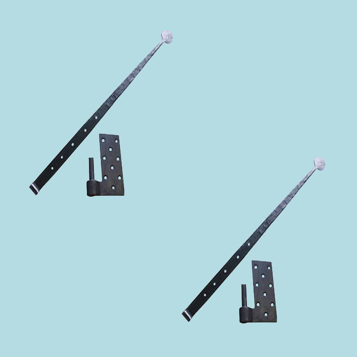 Renovators Supply Lift Off Pintle Strap Hinge 24" Black Wrought Iron Rustic Reversible Pintle Bean Strap Gate and Door Hinges w/Hardware Pack of 2