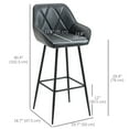 thumbnail image 3 of HOMCOM Tabourets de Bar Rétro Lot de 2, Chaises de Bar avec Dossiers et Pieds en Acier, 3 of 10