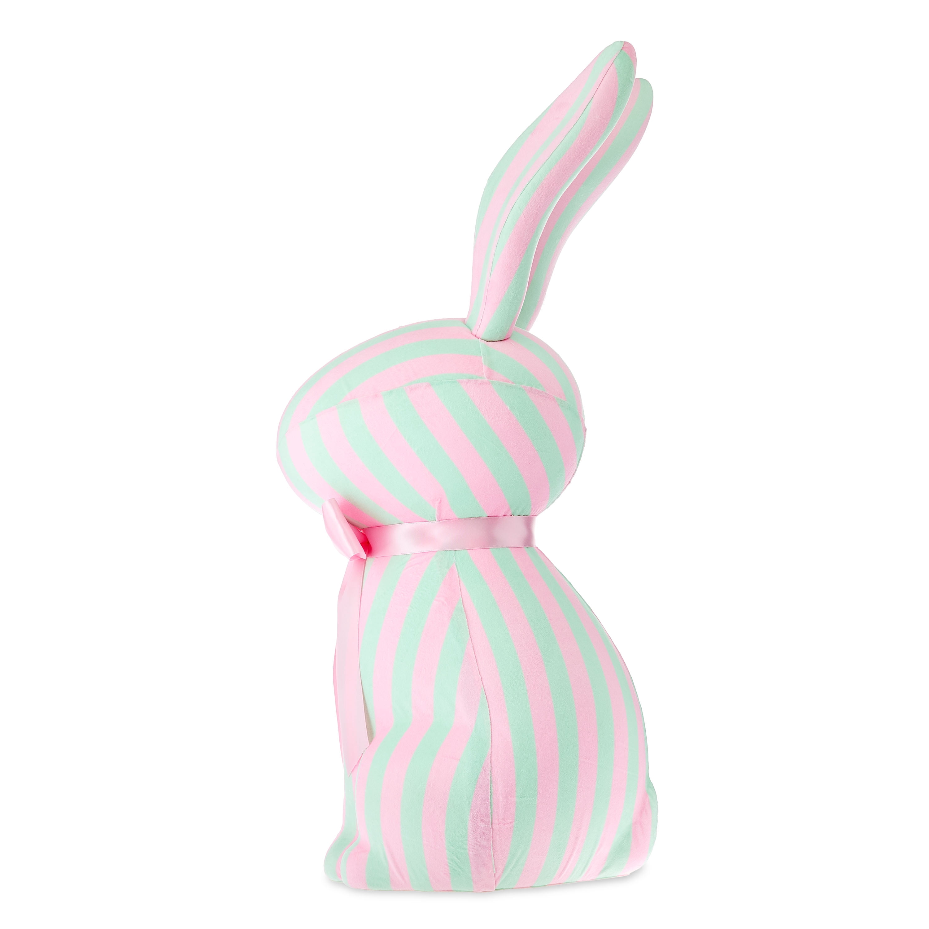 Jumbo Striped Bunny Tabletop Decoration, Mint Green and Pink, 27", Easter by Way To Celebrate