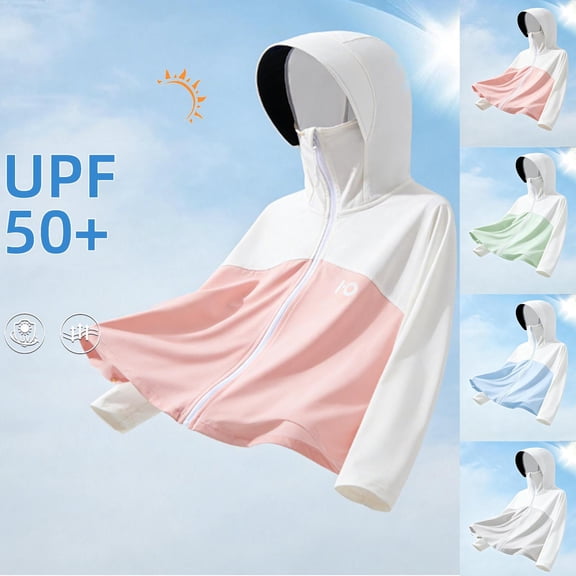 Kids UPF 50 Sun Protection Hoodie Jacket 2-15Y, Ice Silk Breathable Anti-UV Coat for Boys Girls, Outdoor Lightweight Quick Dry Sun Protection Wear Pink 14 Years