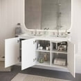 thumbnail image 4 of Double Sink Vanity Cabinet, Wall Mount, White, Ceramic, Melamine, Modern Contemporary, Hotel Bedroom Bathroom Master Suite Guest, 4 of 9