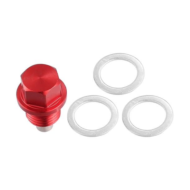 1 Juego Coche Magnético Aceite Drenaje Tapón Perno con 3 Juntas Rojo M14x1,5