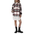 thumbnail image 2 of FOCUSNORM Women Juniors Plaid Print Coat, Long Sleeve Button-down Collar Shacket, 2 of 9