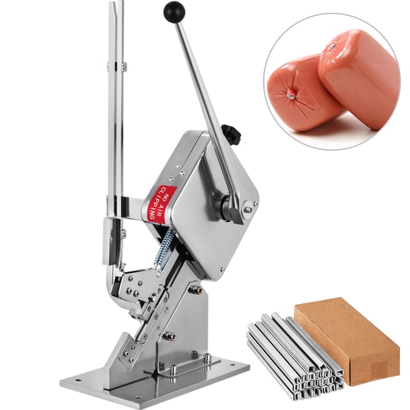 VEVOR Manual U-shape Sausage Clipper Clipping Machine Food Clipping Maker for Sausage Packing Sealing with 2 Boxes of Buckles 5000pcs