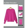 thumbnail image 4 of Eytino Womens Pullover Sweaters Lightweight Sweater Casual Crewneck Long Sleeve Sweaters Checkered Knit Pullover Tops Fall Sweater Rose Red Size L, 4 of 8