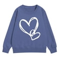thumbnail image 2 of UACY Girls Preppy Heart Sweatshirts Cute Oversized Pullover Kid Valentines Day Graphic Crewneck Athletic Sweaters with Pocket ﻿ (Navy, 13-14 Years), 2 of 7