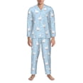 thumbnail image 3 of Sikiie Goose White Flowers Mens Pajama Set, Soft Warm Long Sleeve Sleepwear, Cozy Button-Down Pjs for Men-XX-Large, 3 of 7