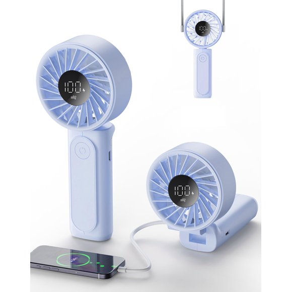 Ventilador portátil Peiyuu de 4000 mAh, recargable, 6 velocidades de viento