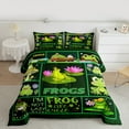 thumbnail image 2 of Manfei Kawaii Frog Bedding Comforter Set 2pcs for Kids, Funny Wildlife Twin Comforter Sets, Animal Plaid Bedding Set, Ultra Soft Home Decor, 2 of 8