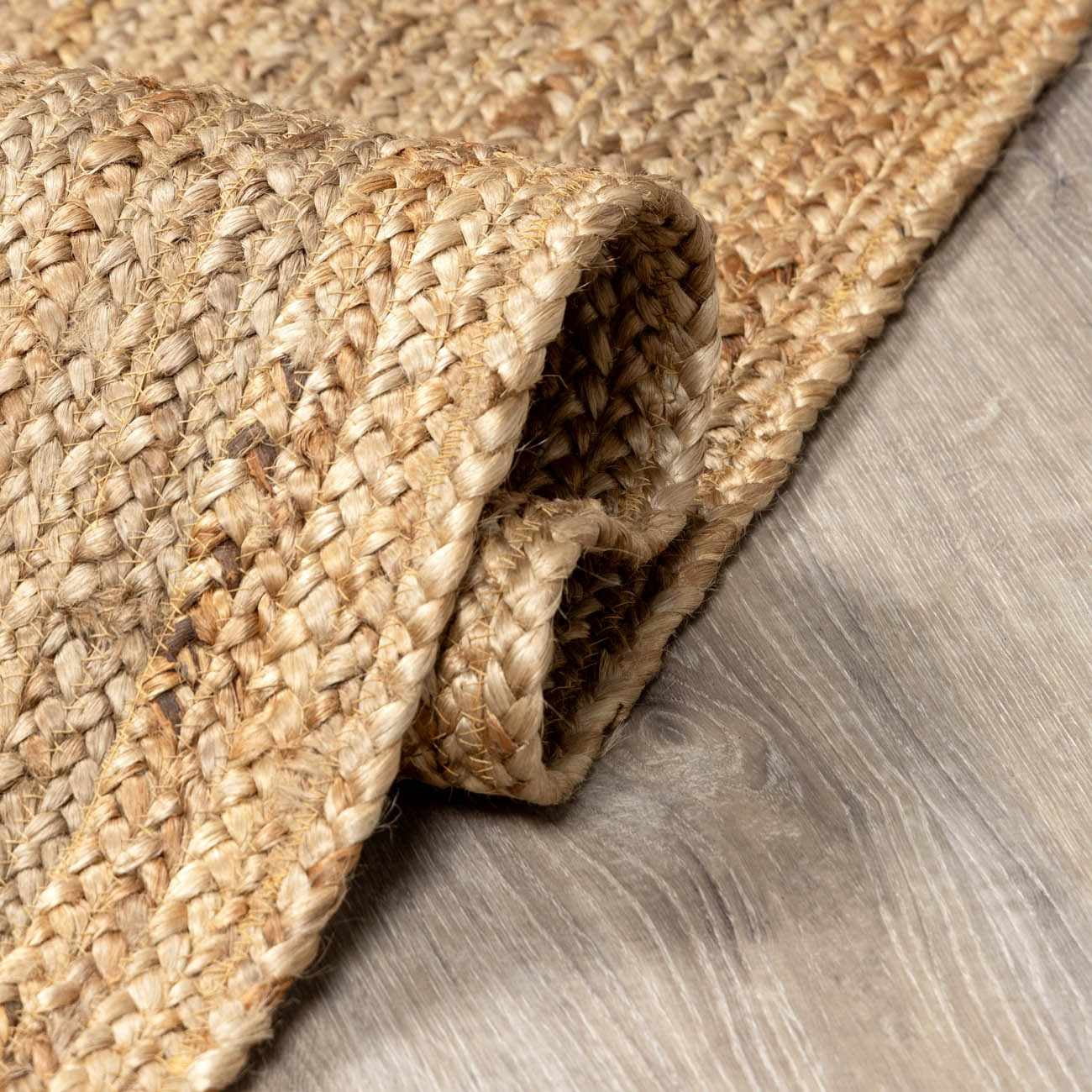 Hauteloom Shippagan Sea Grass Jute Rug - Natural Fiber Area Rug - Natural Farmhouse Look Carpet - Rattan Wicker Look Carpet - Brown, Light Beige, Cream - 8' Round