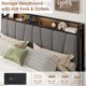 thumbnail image 5 of Rustic linen forrado king size platform marco de cama-2 almacenamiento cajones estación de carga almacenamiento cabecero heavy duty no box spring fácil montaje noise free, 5 of 7