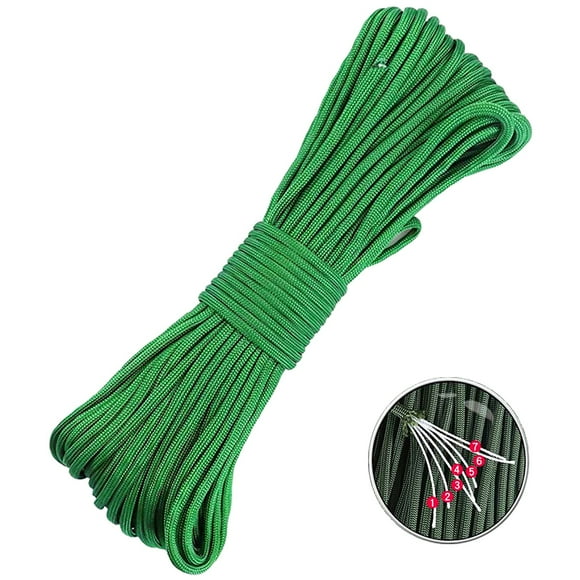 Fiudx Cuerda de Paracaídas de Alta Resistencia, 7 Núcleos, 350 de Resistencia, Duradera para Camping, Supervivencia y Kits de Emergencia, 31 M de Longitud, Versátil para Proyectos de Bricolaje y Herr