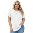 thumbnail image 6 of LANREMON Womens Plus Size Tunic Tops Summer Pleated Short Sleeve TShirts Crew Neck Loose Fit Solid Basic Tops XL, 6 of 7