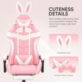 thumbnail image 4 of SOONTRANS Pink Gaming Chair, Adult Game Gamer with Footrest & Massage Lumbar Pillow , Ergonomic High Back Office Chairs with Bunny Ear, Pink, 4 of 10