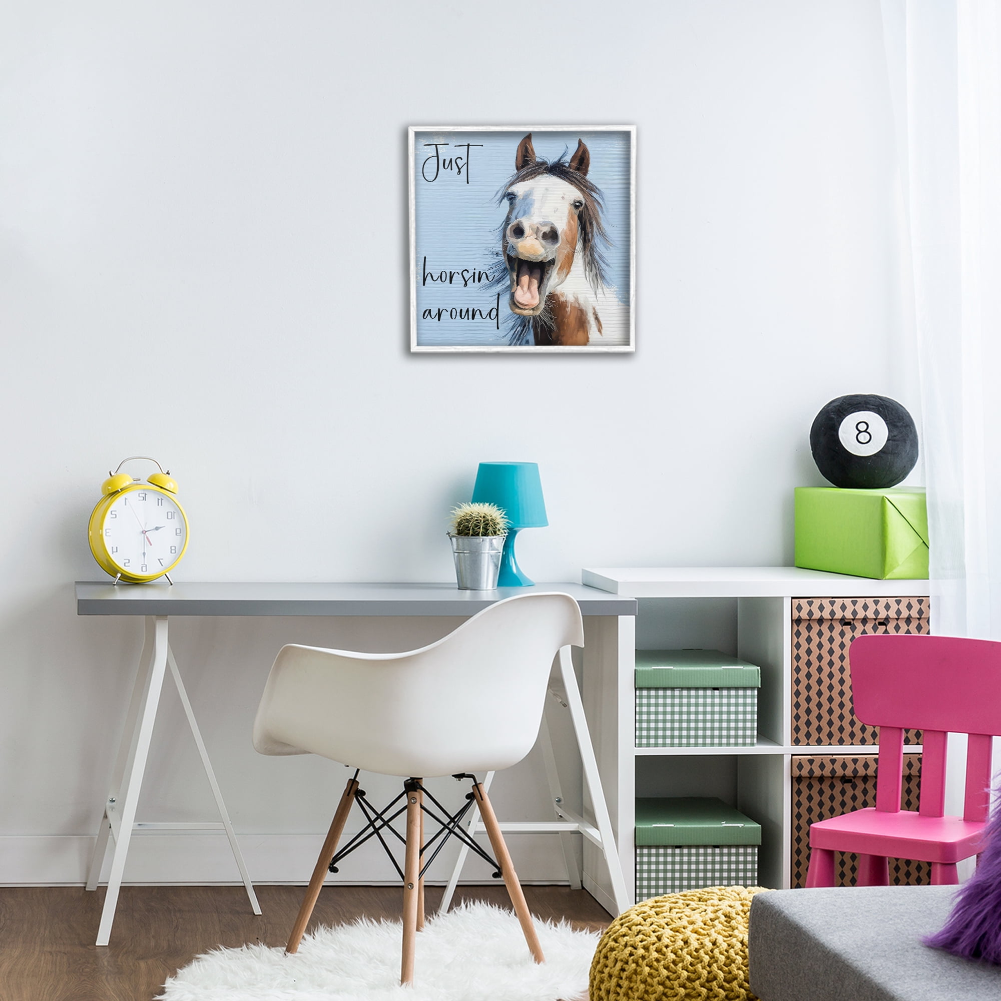 Stupell Industries Just Horsin' Around White Framed Giclee Art, design by Kim Curinga