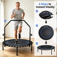 thumbnail image 4 of Verviso 40"/46"/50" Bungee Rebounder Mini Trampoline for Adults, Foldable & Quiet Indoor Fitness Trampoline with Adjustable Handlebar, 460LBS Capacity, 4 of 10