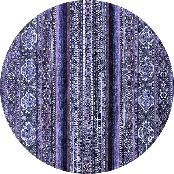 Ahgly Company Indoor Round Abstract Blue Modern Area Rugs, 8' Round