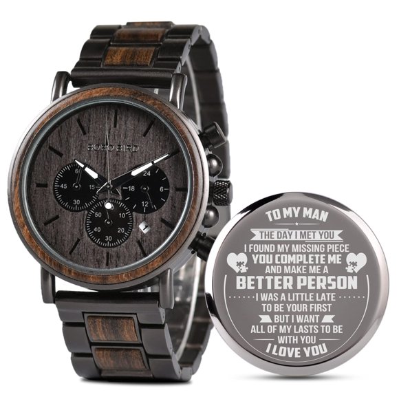 Reloj 2win W*Q26-1 de 44 mm con cronógrafo de madera y acero