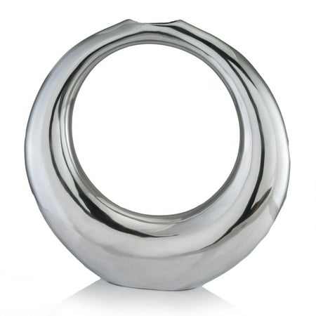 Crystal Modern Vase - Modern Day Accents Hoop Aro Chrome Table Vase