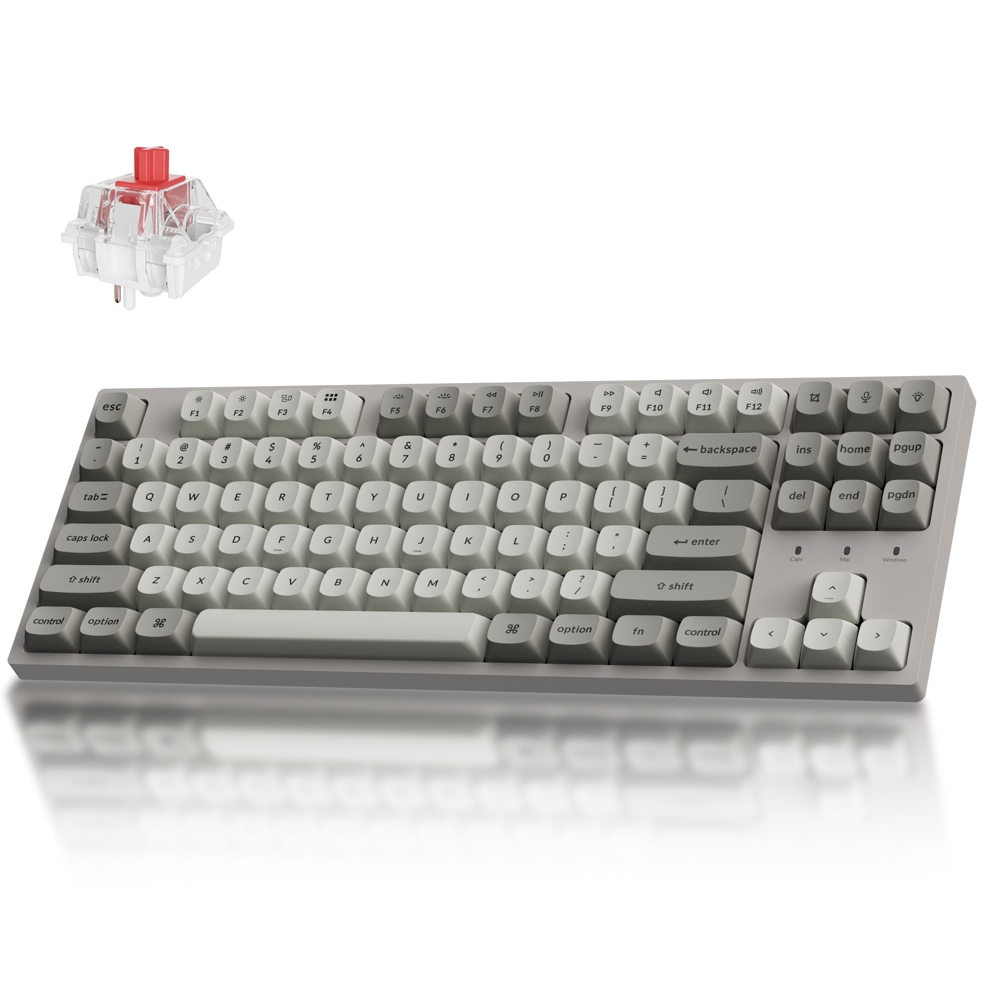 Keychron C1 Pro 8K QMK Wired Custom Mechanical Gaming Keyboard TKL, Keychron Super Linear Red Switch