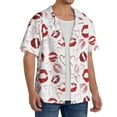 thumbnail image 2 of Fotbe Red Lips Camisa Estampada de Manga Corta para Hombre, Casual de Verano, Estilo Playero, Sin Arrugas-X-Large, 2 of 5