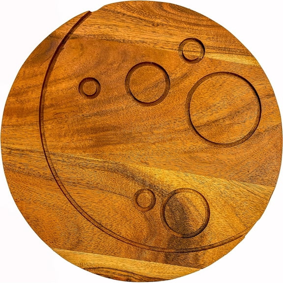 Acacia Wood Halloween Full Moon Cutting Board with Groove for Festive Decor and Appetizer Serving Tray (10.75"L x 10.75"W)