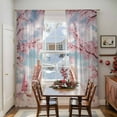 thumbnail image 5 of Pink Christmas Sheer Curtains 108 Inches Long, Farmhouse Botanical Tree Xmas Snowflake Light Filtering Window Curtains for Living Room, Rod Pocket Voile Sheer Curtain Drapes, 52"Wx108"L, 2 Panels, 5 of 9