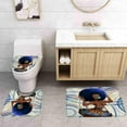 thumbnail image 2 of Black Girl Retro Shower Curtain Sets with Rugs and Toilet Lid Cover Bath Mat, African American Woman Cute Bathroom Sets, 4Pcs Bathroom Accessories Decor Sets (Blue), 2 of 7