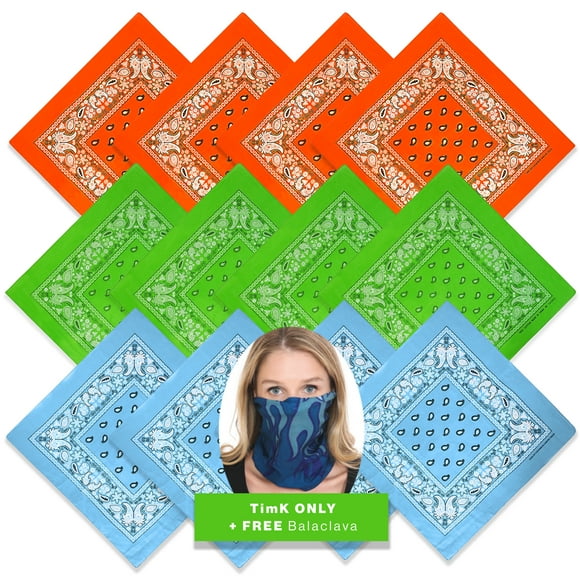 Basico Bandanas pour la Tête en Coton 100 %, Lot de 12