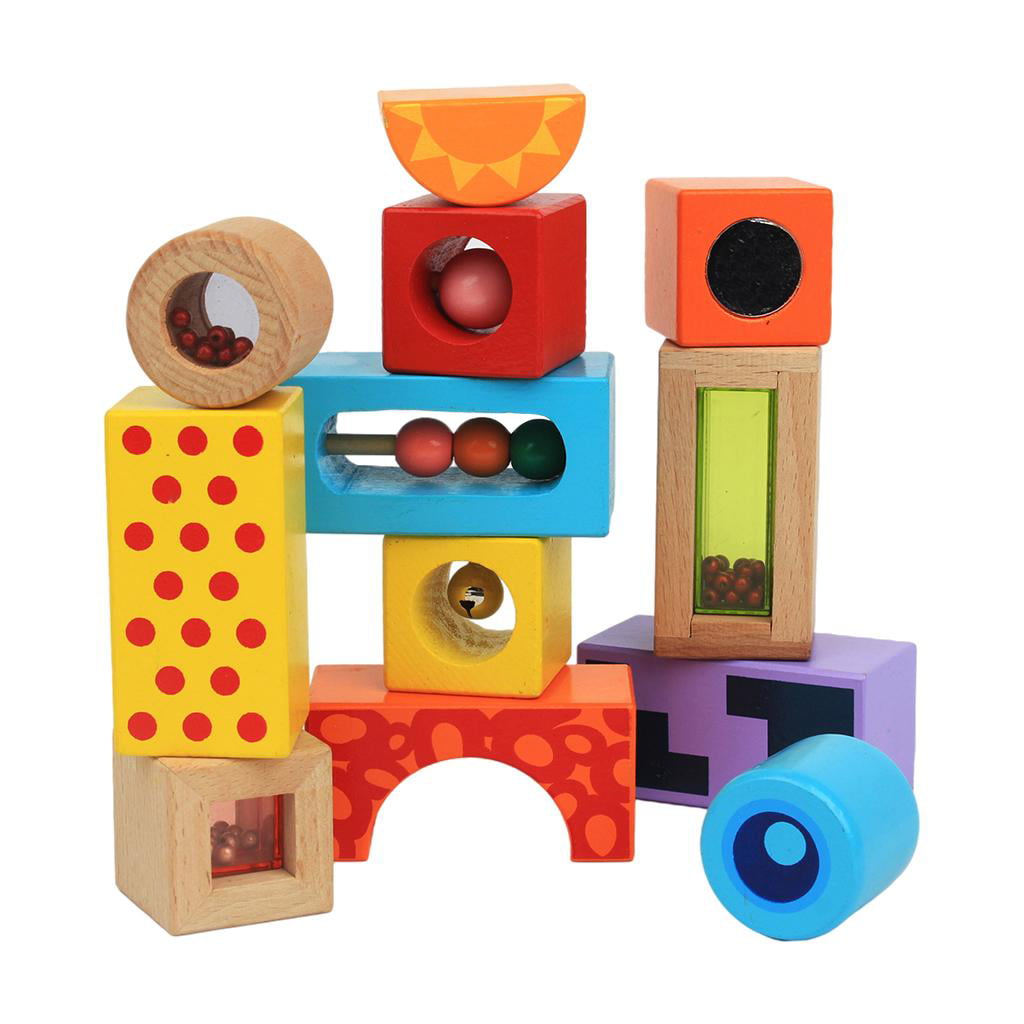 Sensory Training Toy Kid Child Wood Geometry Block Stacking Puzzle Montessori 