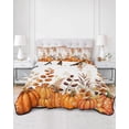 thumbnail image 2 of Quilt King Size Bedding Set, Orange Pumpkins Fall Reversible Summer Quilt 3 Pieces, Thanksgiving Eucalyptus Leaf Botanical Lightweight Bedspreads Coverlets with 2 Pillow Shams for All Seasons, 2 of 5