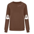 thumbnail image 4 of GILIGEGE Spooky Season Sweatshirts for Women,Cute Ghost Sleeve Crewneck Pullover Halloween Sweatshirt,Vintage Salem Witch Graphic Pullover,Casual Long Sleeve Tops,fall fashion must haves Brown 2XL, 4 of 9