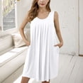 thumbnail image 2 of EnJoCho 𝖥lowy Boho Dress Youth Girls,Summer Tank Dresses Youth Casual Elegant O Neck Daily Dress Solid Color Dress with Side Pockets, 2 of 4