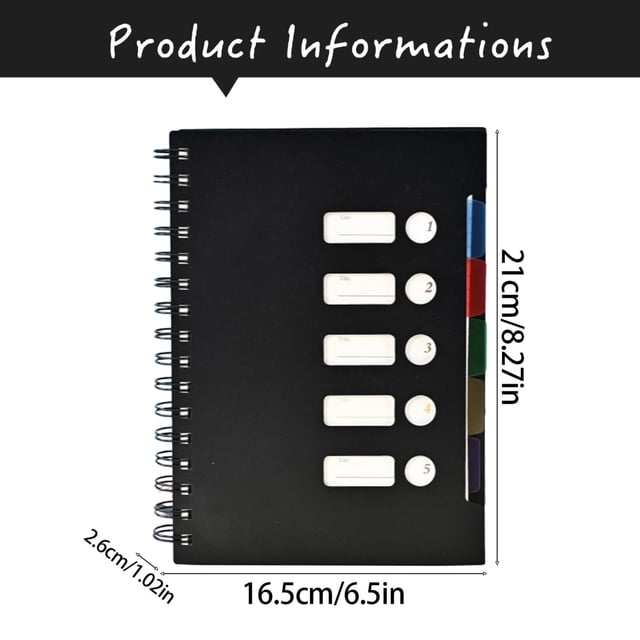 1PC Spiral Notebook 6.5*8.2 inch, Small Notebooks, College Ruled Notebook with Dividers Tabs A5 for Work Office Supplies Journal
