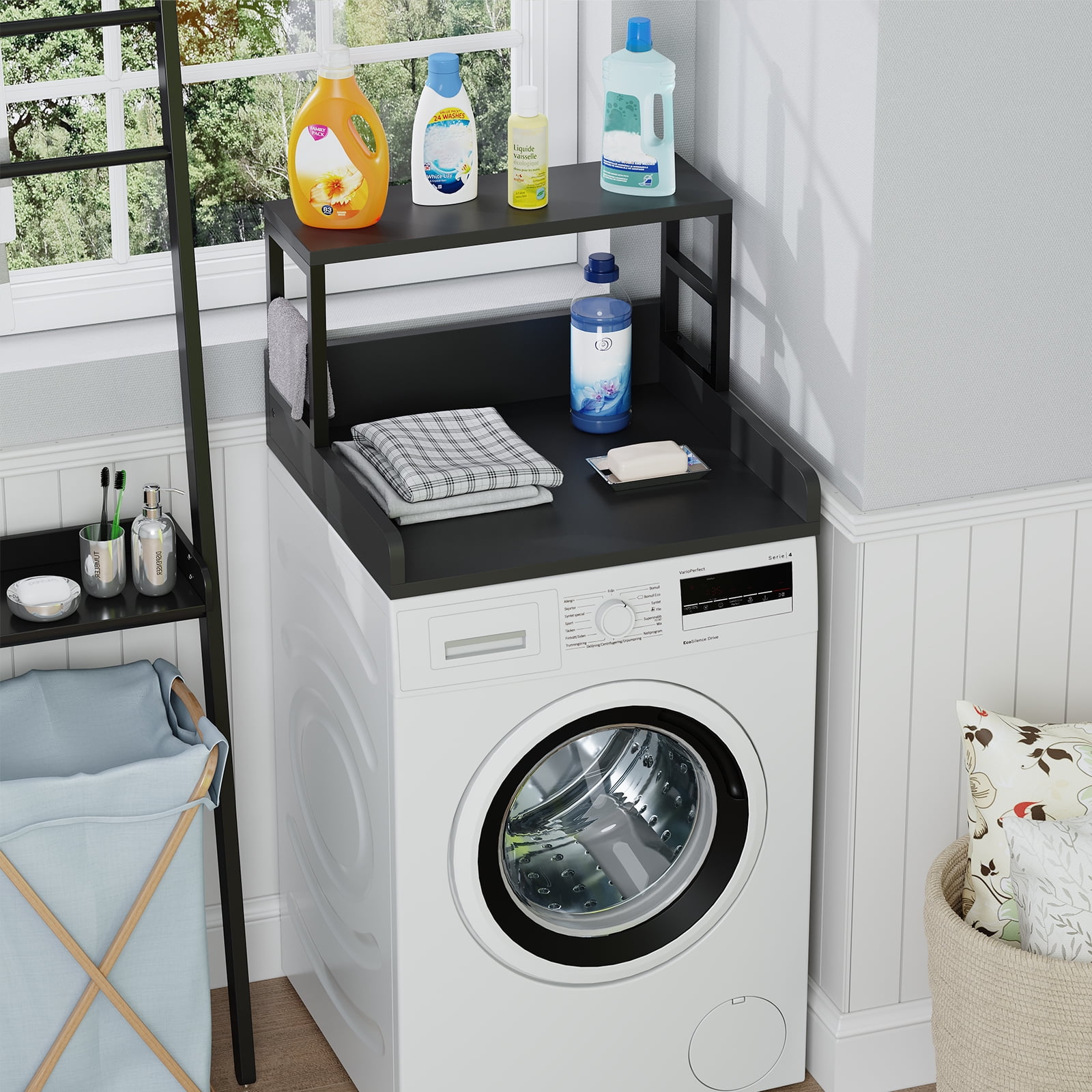Washer Dryer Countertop, Wooden Countertop for Washer and Dryer, 27.5″L x 27.5″W x 16.7″H(Black)