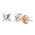 thumbnail image 3 of AFFY (0.75cttw) Princess Cut White Natural Diamond Stud Earrings In 14k Rose Gold, 3 of 5