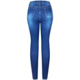 thumbnail image 2 of 2Luver, Women's, High Waist High Rise Ripped Distressed 5 Pockets Skinny Comfy Jeans Button Closure, Medium Blue, 11, 2 of 2