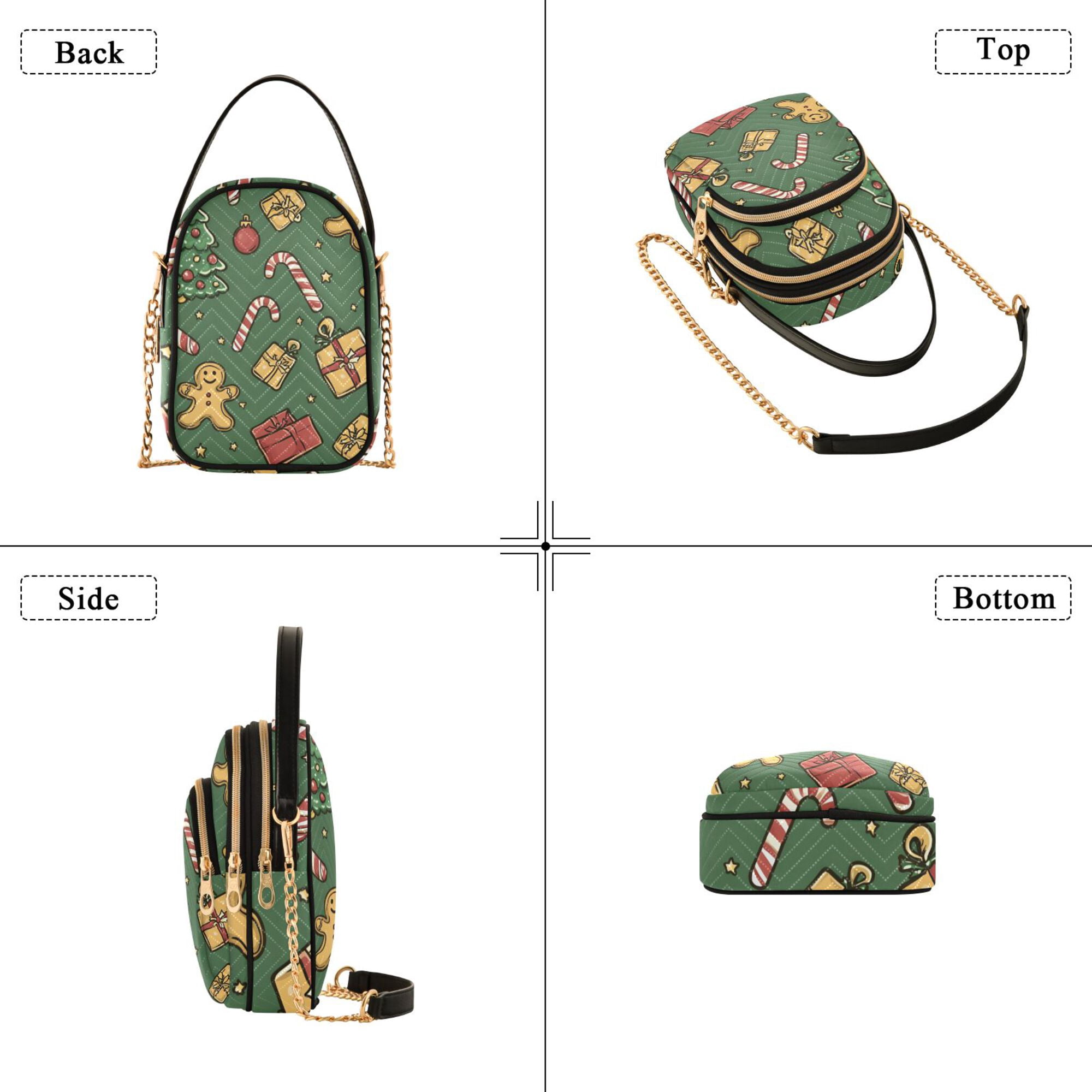 FORMRS Crossbody Bag for Women Quilted Travel Shoulder Cell Phone Purse with Chain Strap Handbag, Yellow Christmas Gingerbread